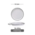 White With Black Edge Dinner Plate Ceramic Kitchen Tray Food Dishes Rice Salad Noodles Bowl Soup Kitchen Cook Tool 1pcs Sale