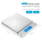 Digital kitchen scale 500g with stainless steel surface and LCD display showing weight