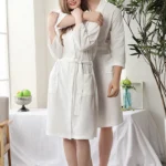 Women Water Absorption Bath Robe Solid Waffle Bathrobe Spa Home Dress Nightgown – styled in a modern Robes & Slippers