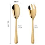 Big Salad Spoon Fork Set Stainless Steel Kitchen Food Server Pasta Utensils Public Gold Tableware Using Buffet Restaurant Tools - Image 7