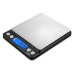 Digital kitchen scale 500g with stainless steel surface and LCD display showing weight