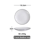 White With Black Edge Dinner Plate Ceramic Kitchen Tray Food Dishes Rice Salad Noodles Bowl Soup Kitchen Cook Tool 1pcs Sale