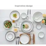 White With Black Edge Dinner Plate Ceramic Kitchen Tray Food Dishes Rice Salad Noodles Bowl Soup Kitchen Cook Tool 1pcs Sale