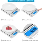 Digital kitchen scale 500g with stainless steel surface and LCD display showing weight