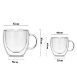 90ml 250ml Two size Double Wall Glass Cup With the Handle Coffee Mugs Kungfu Tea Cup Milk Juice Healthy Drink Mug – side view