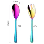 Big Salad Spoon Fork Set Stainless Steel Kitchen Food Server Pasta Utensils Public Gold Tableware Using Buffet Restaurant Tools - Image 10