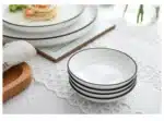 White With Black Edge Dinner Plate Ceramic Kitchen Tray Food Dishes Rice Salad Noodles Bowl Soup Kitchen Cook Tool 1pcs Sale