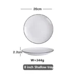 White With Black Edge Dinner Plate Ceramic Kitchen Tray Food Dishes Rice Salad Noodles Bowl Soup Kitchen Cook Tool 1pcs Sale