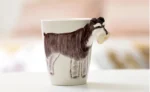 High quality Ceramic 3D Mug,coffee milk puer tea mugs 3D animal shape Hand painted animals Giraffe Cow Monkey cup gift