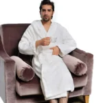 Cotton Hooded Bathrobe Men 100%Long Terry Towel Big and Tall Towel Bathrobe Male Terry Cloth Bath Robe Sleeping Dressing