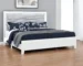 Goldoma LED Full Bed Frame with Ribbed Upholstery, White and Light Gray
