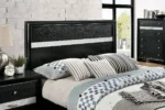 Modern king bed with storage drawers and adjustable panel headboard in bedroom