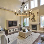US Stock Free Shipping 31.5'' Black Iron and Wood Farmhouse 10-Light Chandelier Pendant Light for Living Room Porch – side