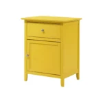 Vibrant Yellow Nightstand with Drawer and Door Bedroom Storage – top view