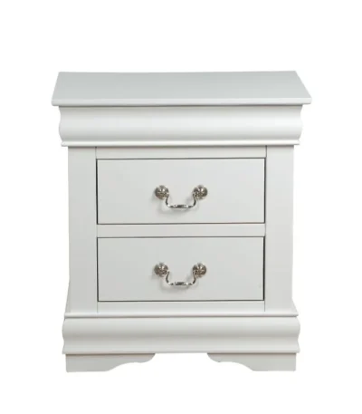 White 2-drawer nightstand in modern traditional style for bedroom storage