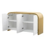 U_STYLE 59.8''Sideboard Buffet Cabinet with Arched Ceiling and 4-door Pine Veneer Storage Cabinet - Image 6