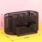 Sharkbang Large Capacity 9 Cell Metal Desk Organizer Mesh Desktop Pencil Pen Sundries Badge Holder Storage Box Stationery
