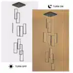 Modern 10-Light Dimmable LED Chandelier, Black Rectangle Pendant Light with Remote for High Ceilings, Staircase, Foyer,