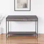 HMS 43" Brown and Black Wood and Metal H-Shape Computer Desk Stylish Office Desk
