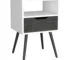 Small nightstand with drawer in smokey oak and white finish, featuring one drawer and an open shelf
