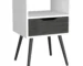 Small nightstand with drawer in smokey oak and white finish, featuring one drawer and an open shelf