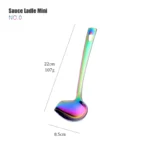 1PC Rainbow Stainless Steel Nonstick Kitchen Utensils Cooking Tool Long Serving Sets Scoop Spoon Fork Turner Ladle Cake