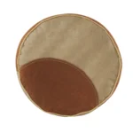 Goldoma 16 inch tan cotton striped cylinder pouf ottoman used as footrest in living room