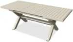 Modern aluminum rectangular dining table 82.5 inches from Goldoma - durable outdoor table in grey finish
