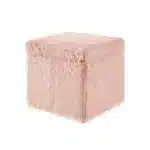 Goldoma 18" Blush Faux Fur Storage Ottoman – Foldable Foot Rest with Hidden Storage – side view