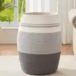 OIAHOMY Laundry Hamper Woven Cotton Rope Large Clothes Hamper 25.6" Height Tall Laundry Basket with Extended Cotton Handles