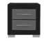 Modern black grey nightstand with two drawers in a bedroom setting