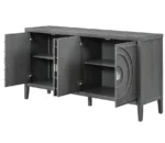 Modern Sideboard Door with Circular Groove Design Wood Door Handle for Living Room Dining Room - Image 3