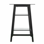 HMS Luxury 46" L-Shaped Clear and Black Glass Writing Desk Plate Computer Table for Office Bedroom Study Use – close-up