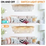 US Stock Free Shipping Crystal 11-Light Golden Modern Chandelier Rectangle Contemporary Pendant Light Fixture for Living