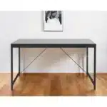HMS 47" Black Wood and Stainless Steel Computer Desk with Stylish Design