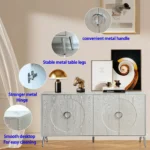 Modern Lacquered 4 Door Wooden Cabinet Sideboard Buffet Server Cabinet Storage Cabinet, for Living Room, Entryway, Hallway - Image 4