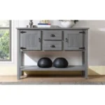 Modern 48-Inch Solid Wood Sideboard Console Table FCJ Antique Luxury Design for Home Bar Living Room Dining Farmhouse Metal