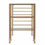 HMS 43 Extendable Modern Writing Desk with Clear and Gold Glass Wood and Metal Material – top view