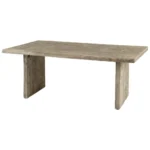 80-inch gray solid wood dining table with sled base in modern dining room setting
