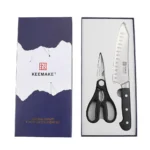 2pcs Stainless Steel Chef Knife Set Kitchen Shears Scissor Cutlery for Meat Cutting Sharp 3Cr13 Blade Custom Logo Slicing