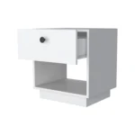 White 1-drawer nightstand with open shelf for bedroom storage, minimalist style