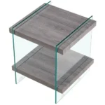 Modern Nightstand with Dual MDF Shelves and Tempered Glass Legs - 17.72" Wide – side view
