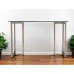 HMS 48" Clear and Champagne Glass Computer Desk with Comfortable Writing Surface