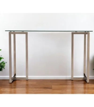 HMS 48" Clear and Champagne Glass Computer Desk with Comfortable Writing Surface