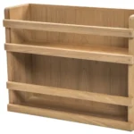 Goldoma wall mounted spice rack with rotating wood and PP shelves holding spice jars in a kitchen