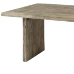 80-inch gray solid wood dining table with sled base in modern dining room setting