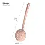 1PC Stainless Steel Non-Stick Rose Gold Kitchenware Long Soup Spoon Cooking Tools Metal Polish Mini Fork Slotted Turner