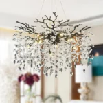 Modern Tree Branch Chandelier Crystal Chandeliers for Dining Room Farmhouse Snowflake Chandelier for Living Room Kitchen