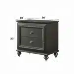 Transitional Metallic Gray Nightstand with Two Drawers – top view