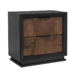 Houston Traditional Style Walnut Nightstand with 2 Drawers - Wooden bed side table with storage drawers in walnut finish